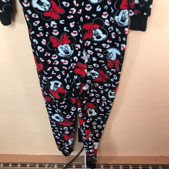 Minnie Mouse 1pc Zip Front Hooded Fleece Pajamas Women S Disney - Picture 9 of 9